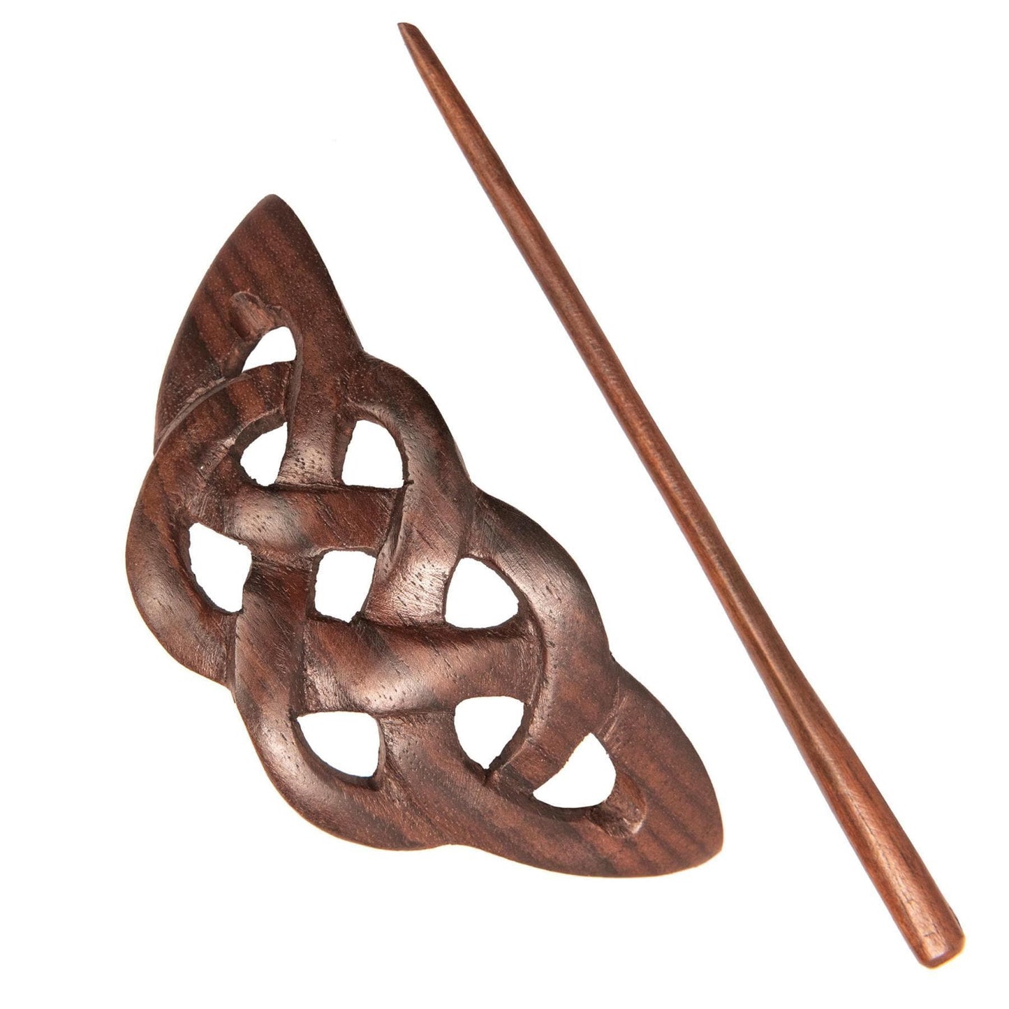 
                  
                    Wood Celtic Knot Hair Barette Hand Carved Boho Wooden Hairpin
                  
                