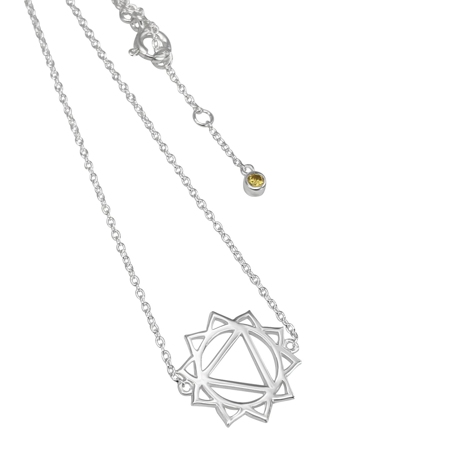 
                  
                    Sterling Silver Cut-Out Solar Plexus Chakra Pendant Chain Necklace
                  
                