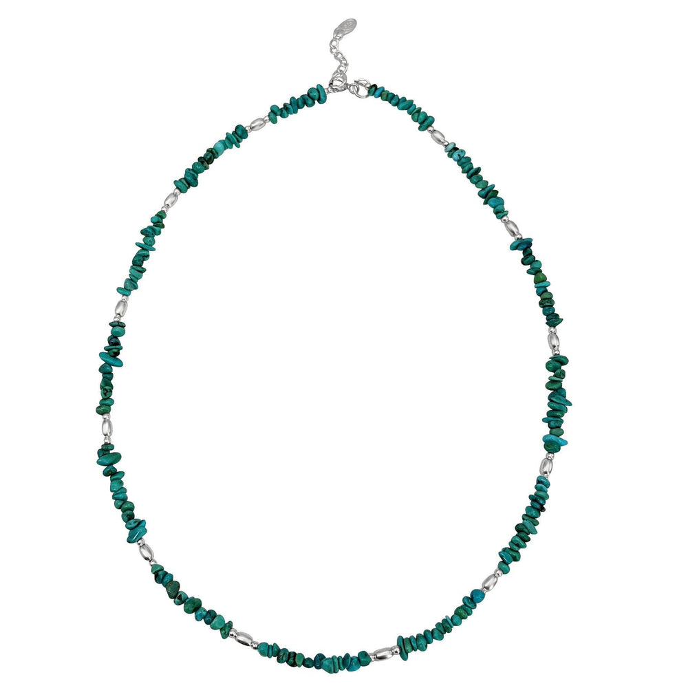 Sterling SIlver Turquoise Chip Bead Gemstone Strand Necklace