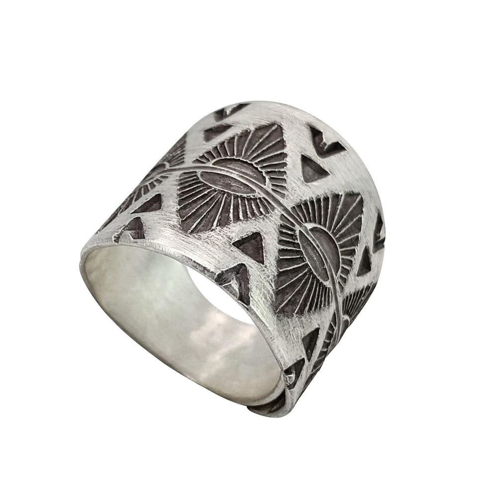 
                  
                    Pure Silver Hill Tribe Tribal Wide Geometric Mountain Adjustable Ring
                  
                