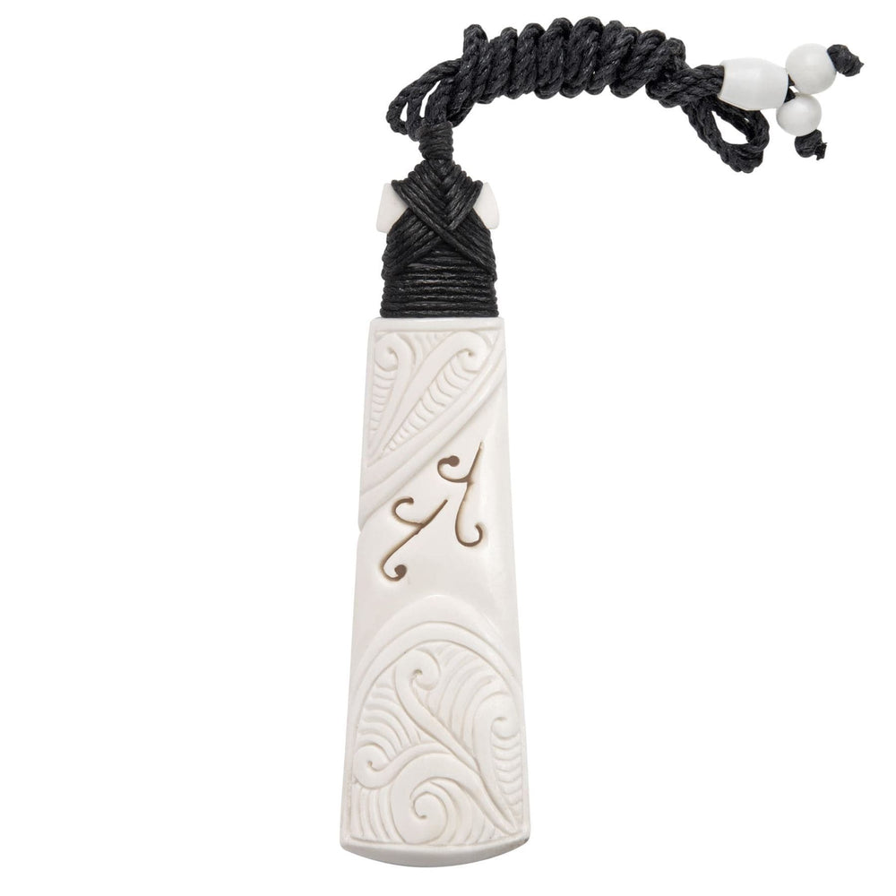 
                  
                    Bone Long Toki  Engraved Fern Koru Pendant Maori Style Necklace
                  
                