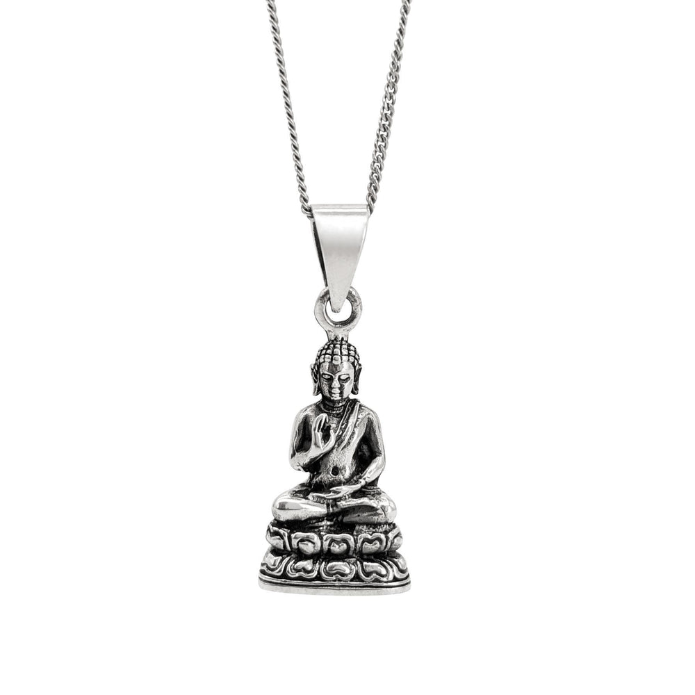 
                  
                    Sterling Silver Meditation Detailed Protection Buddha Pendant Necklace
                  
                