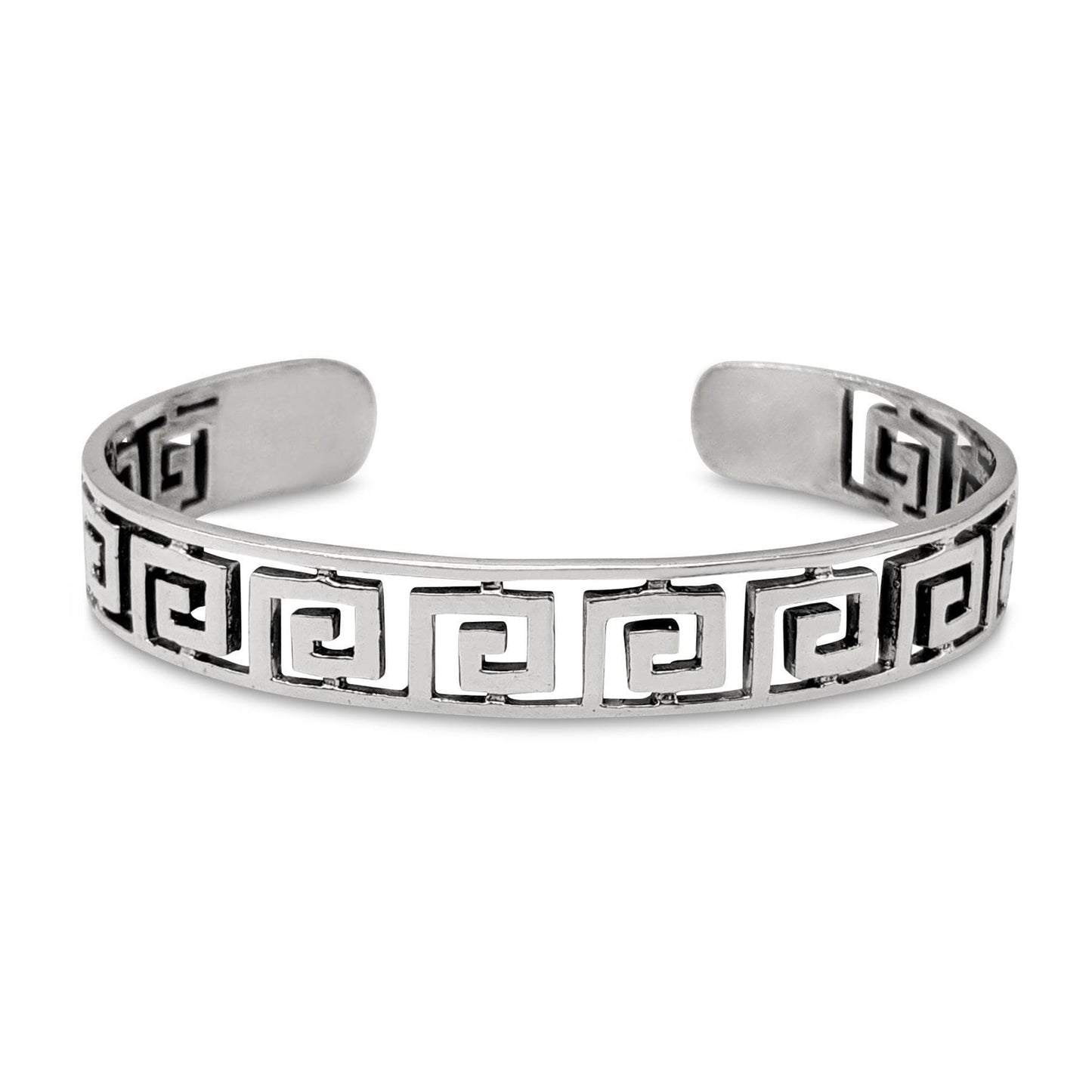 
                  
                    Sterling Silver Hollow-Out Greek Key Pattern Adjustable Cuff Bangle
                  
                