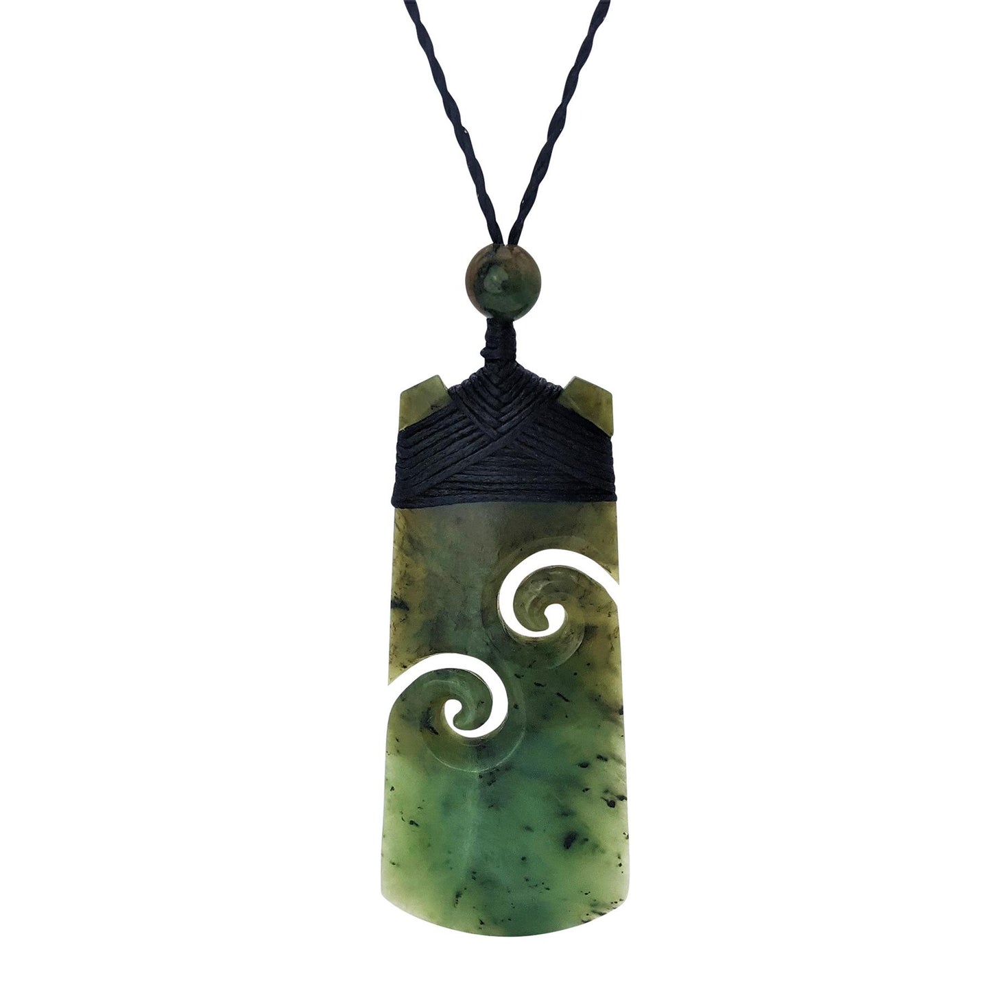 
                  
                    Nephrite Jade Maori Double Koru Toki Pendant Necklace Hand Carved
                  
                