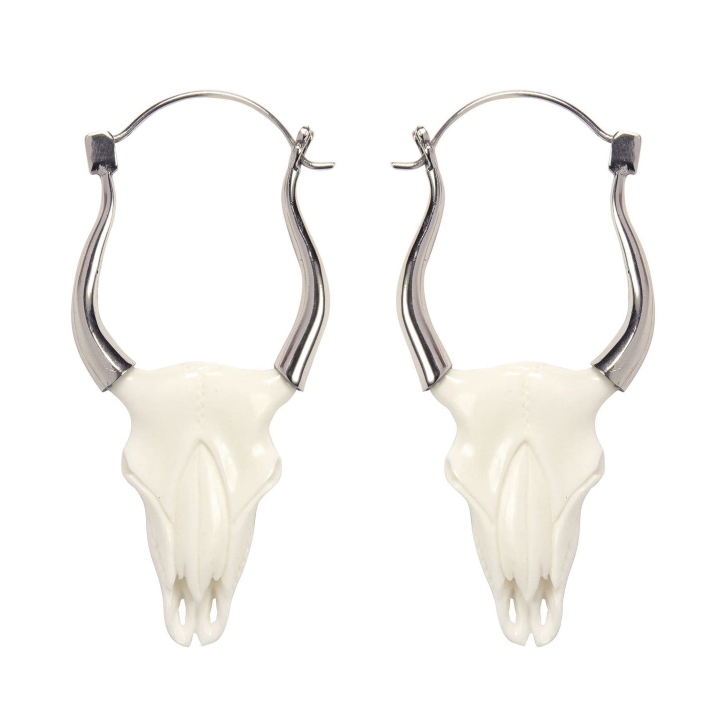 
                  
                    Sterling Silver Bone Buffalo Cow Bull Skull Tribal Gothic Earrings
                  
                