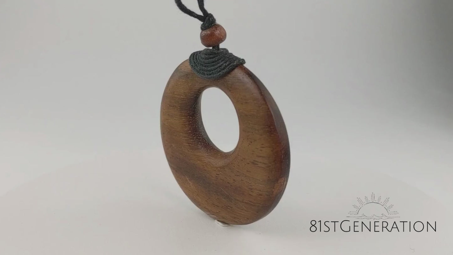 
                  
                    Load and play video in Gallery viewer, Wood Large Round Tribal Disc Pendant Tribal Necklace With Cord
                  
                