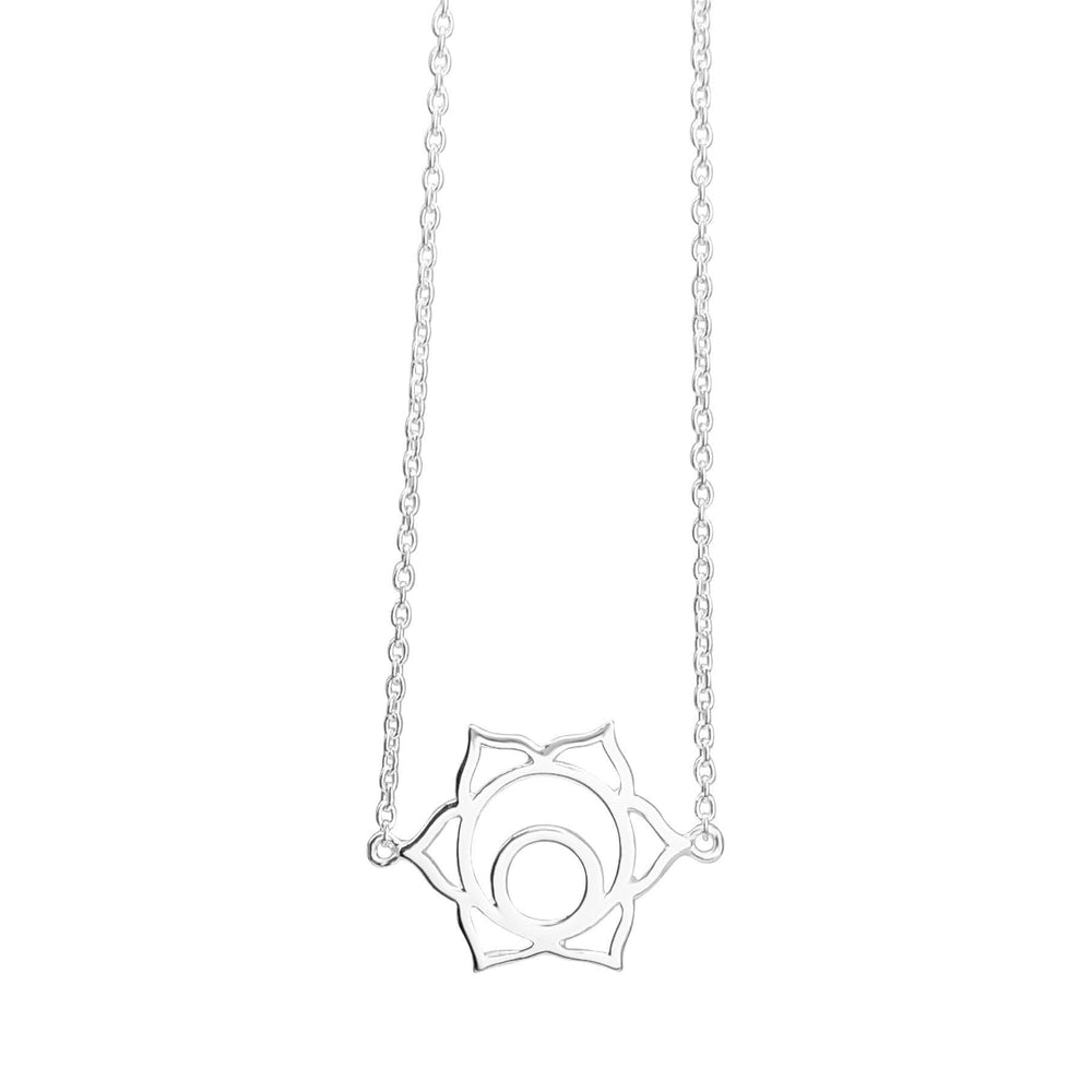 Sterling Silver Cut-Out Sacrum Chakra Pendant Cable Chain Necklace