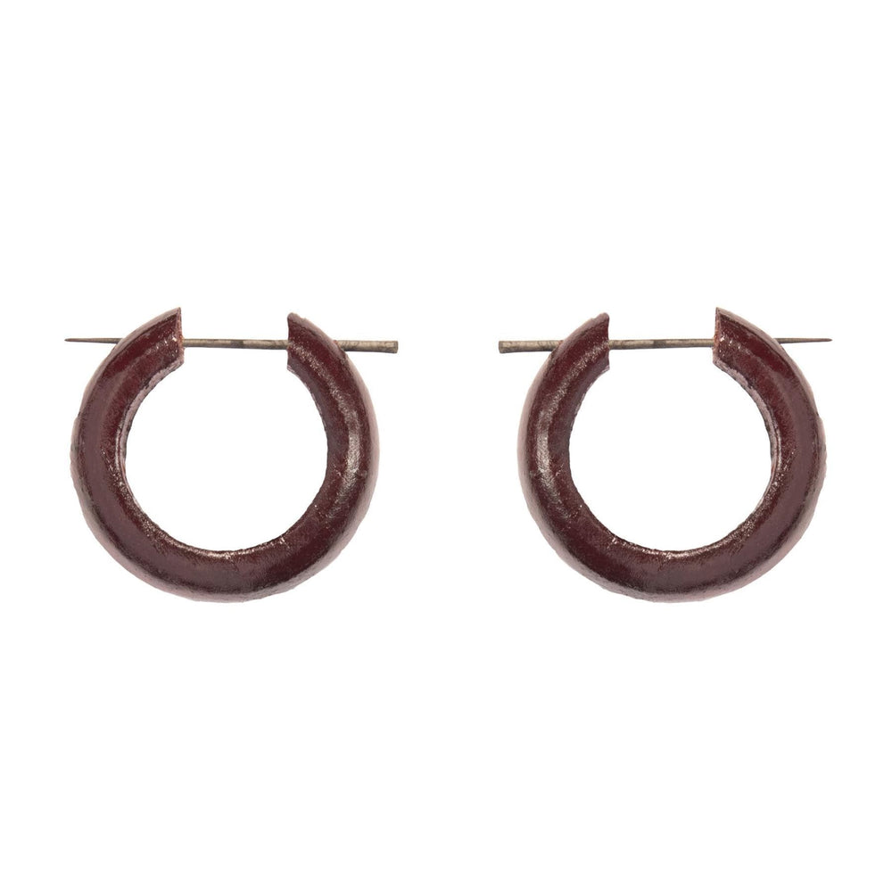 
                  
                    Wood Hoop Pin Earrings Small Hoops With Stick Posts Surfer Jewellery
                  
                