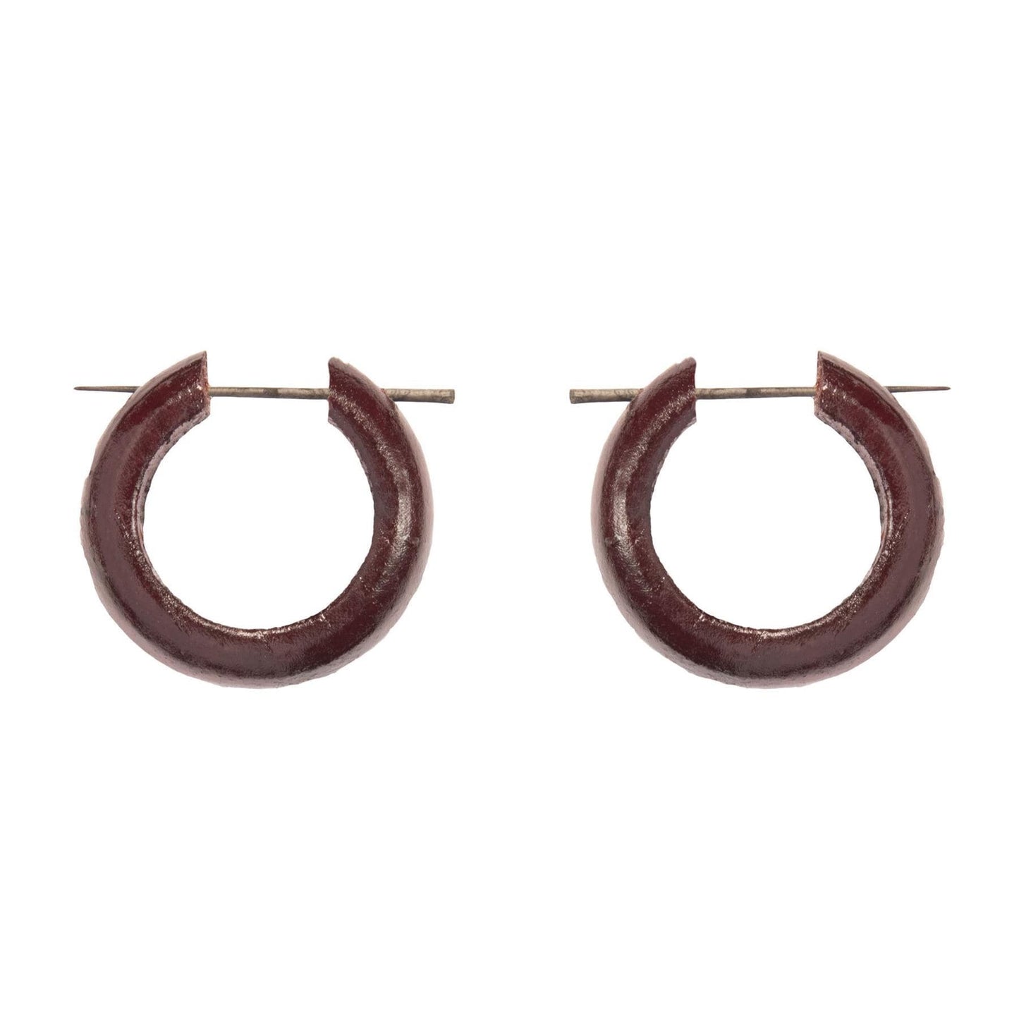
                  
                    Wood Hoop Pin Earrings Small Hoops With Stick Posts Surfer Jewellery
                  
                