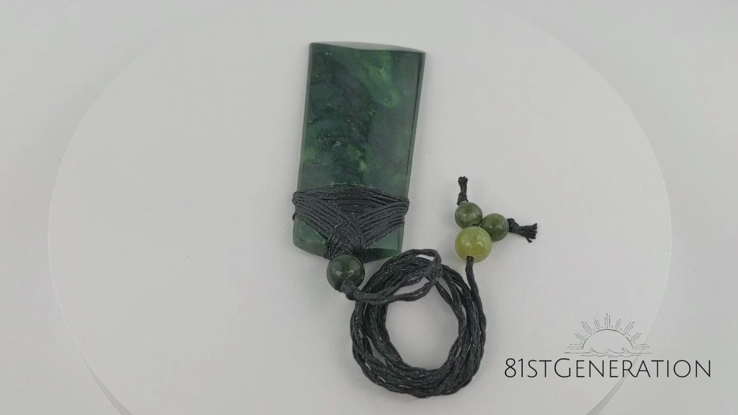 
                  
                    Load and play video in Gallery viewer, Nephrite Jade Maori Long Toki Pendant Necklace Hand Carved Greenstone
                  
                