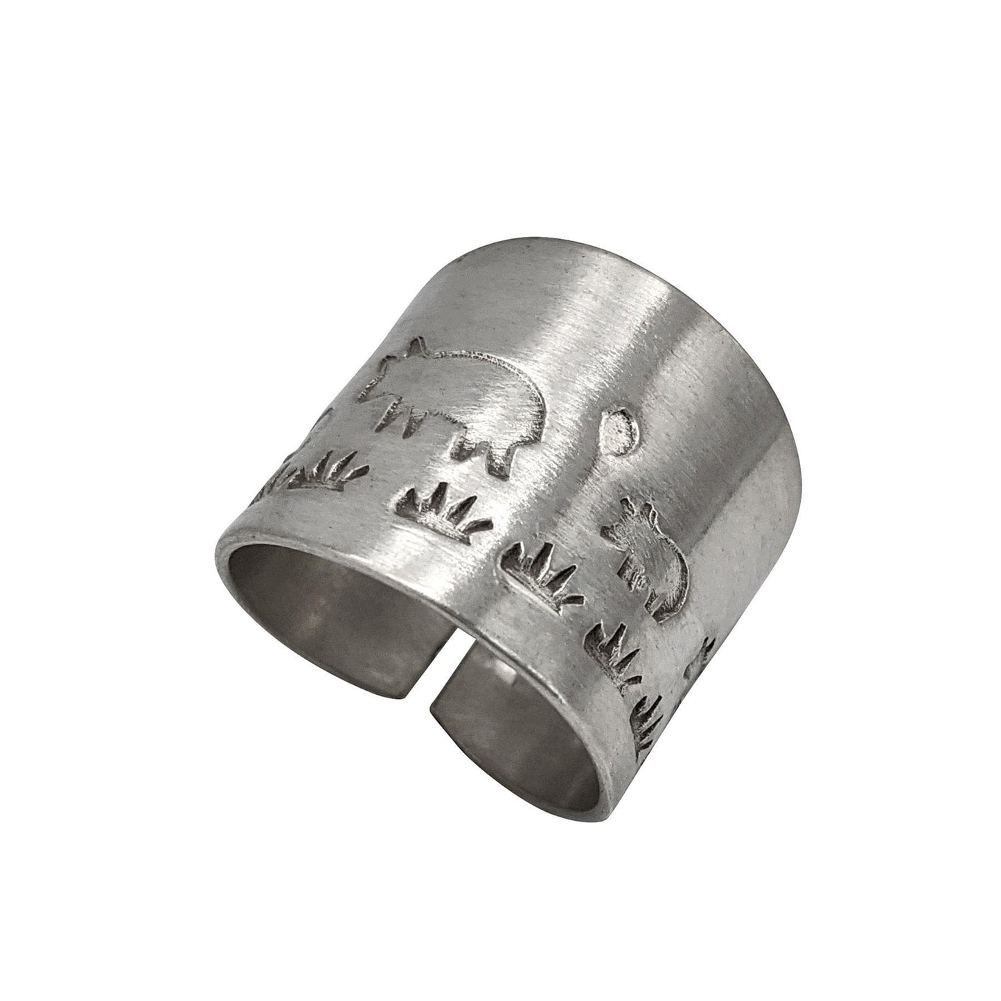 
                  
                    Pure Silver Hill Tribe Wide Band Farm Animal Landscape Adjustable Ring
                  
                