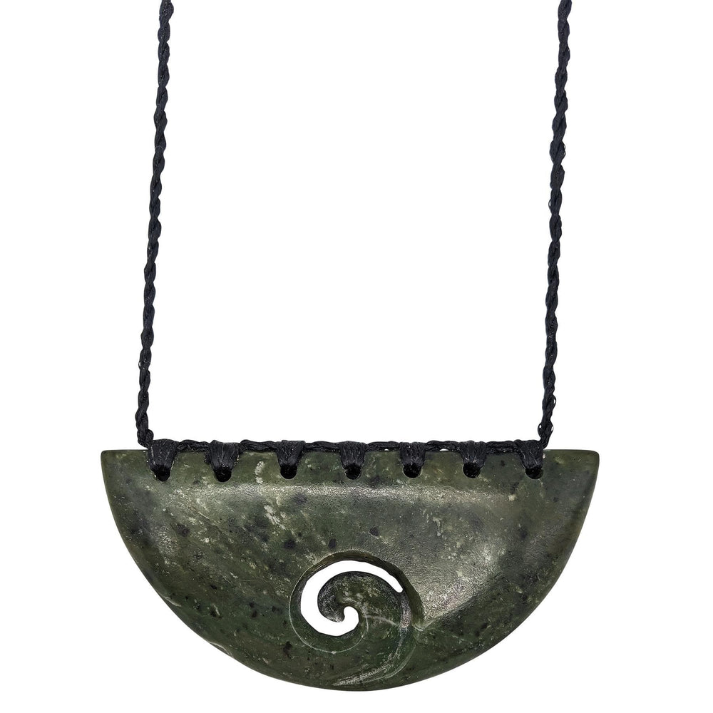 Nephrite Jade Statement Maori Style Koru Breastplate Tribal Necklace