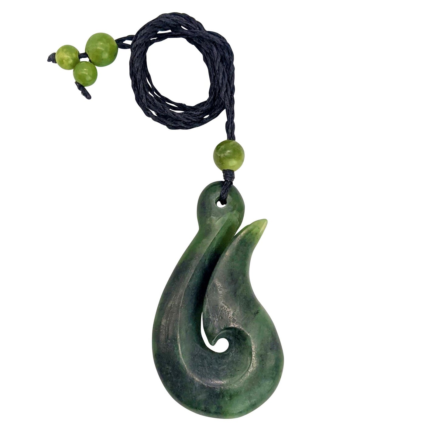 
                  
                    Nephrite Jade Smooth Hei Matau Fish Hook Pendant Cord Necklace
                  
                