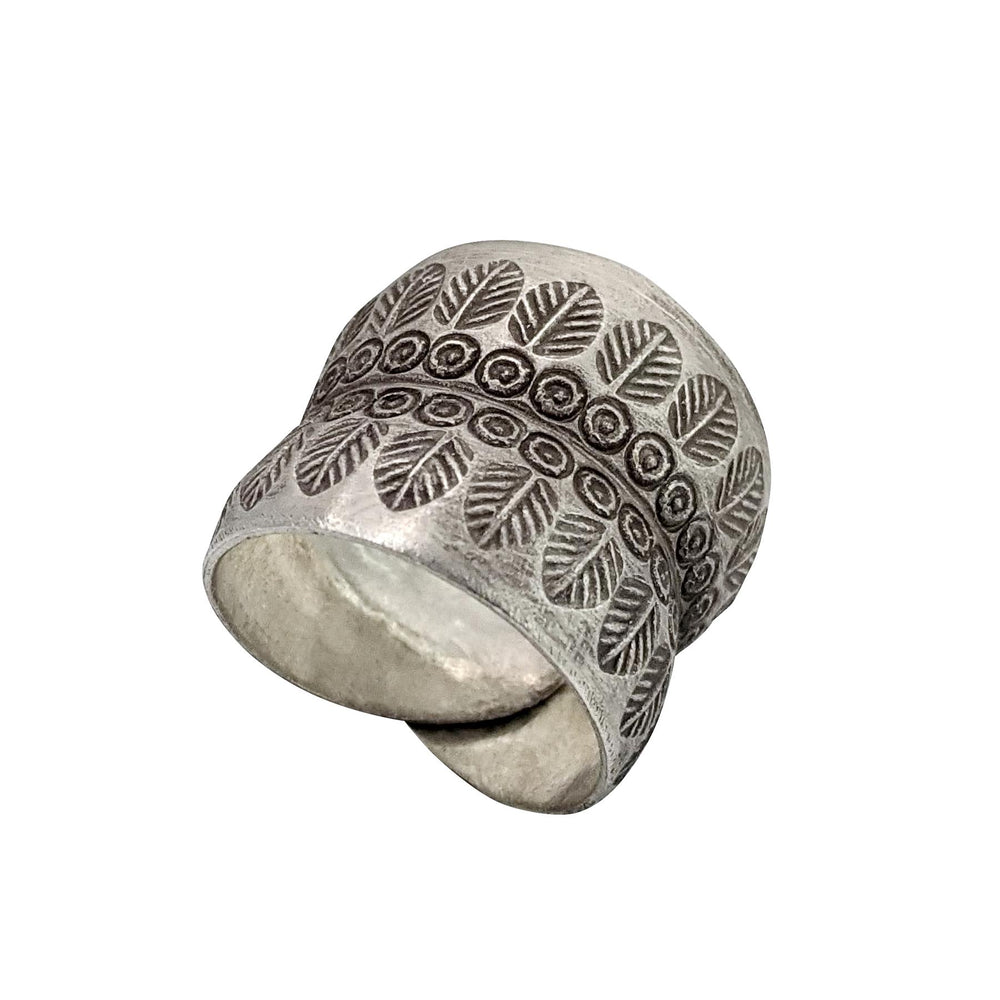 
                  
                    Pure Silver Hill Tribe Engraved Leaf Tree Forest Adjustable Wrap Ring
                  
                