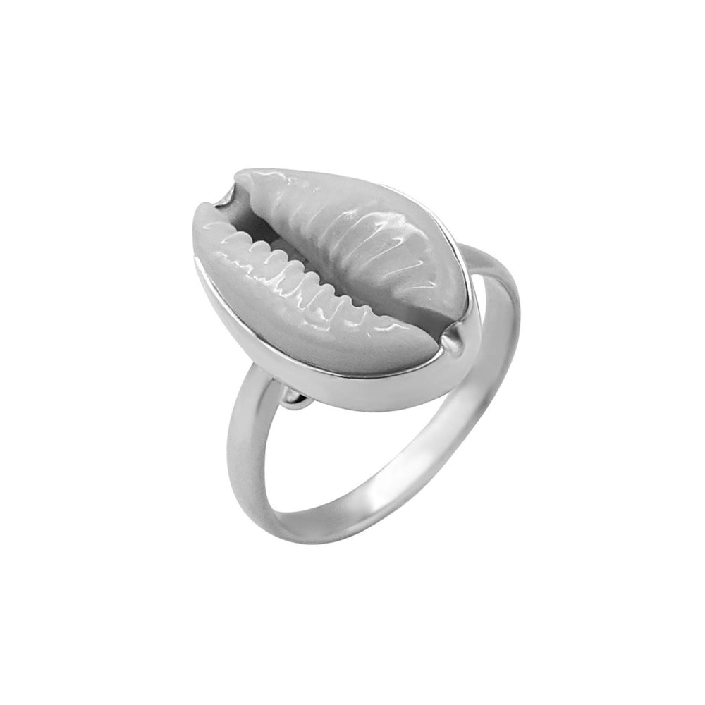 
                  
                    Sterling Silver Natural Cowrie Shell Ocean Seashell Adjustable Ring
                  
                