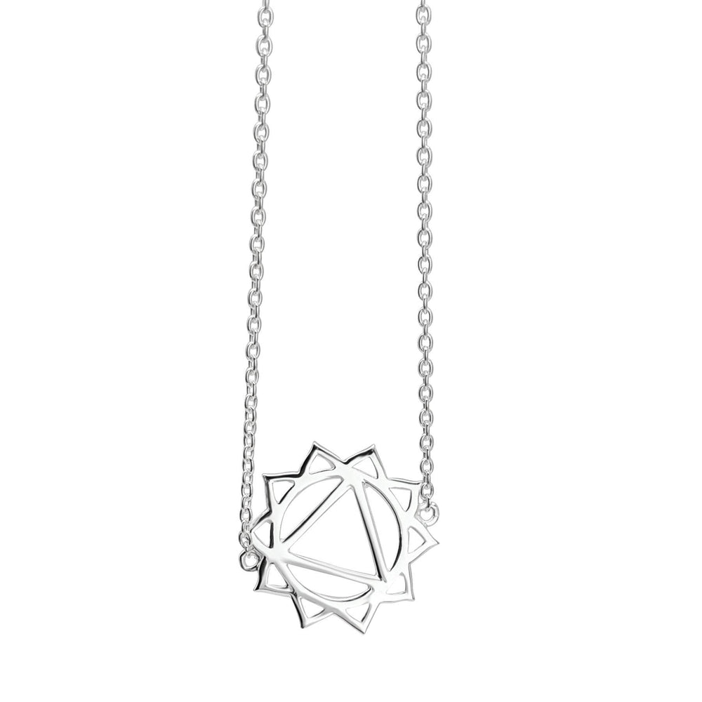 Sterling Silver Cut-Out Solar Plexus Chakra Pendant Chain Necklace