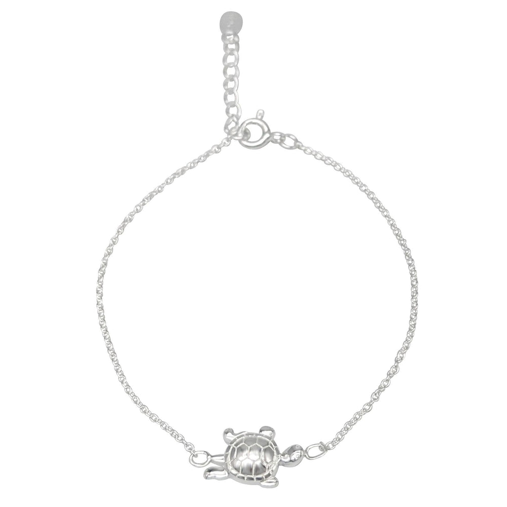Sterling Silver Turtle Charm Chain Bracelet Ocean Inspired Jewellery