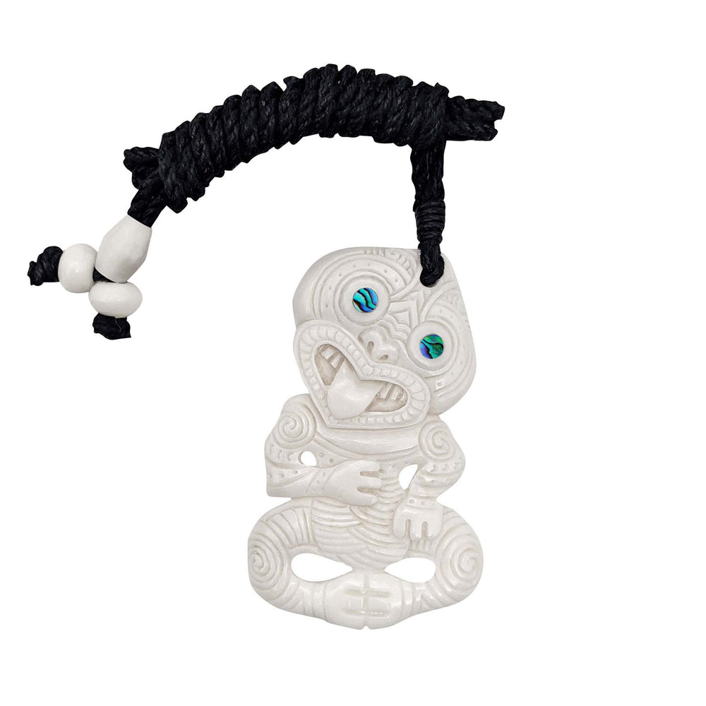
                  
                    Bone Abalone Engraved Hei Tiki Pendant Moari Style Cord Necklace
                  
                