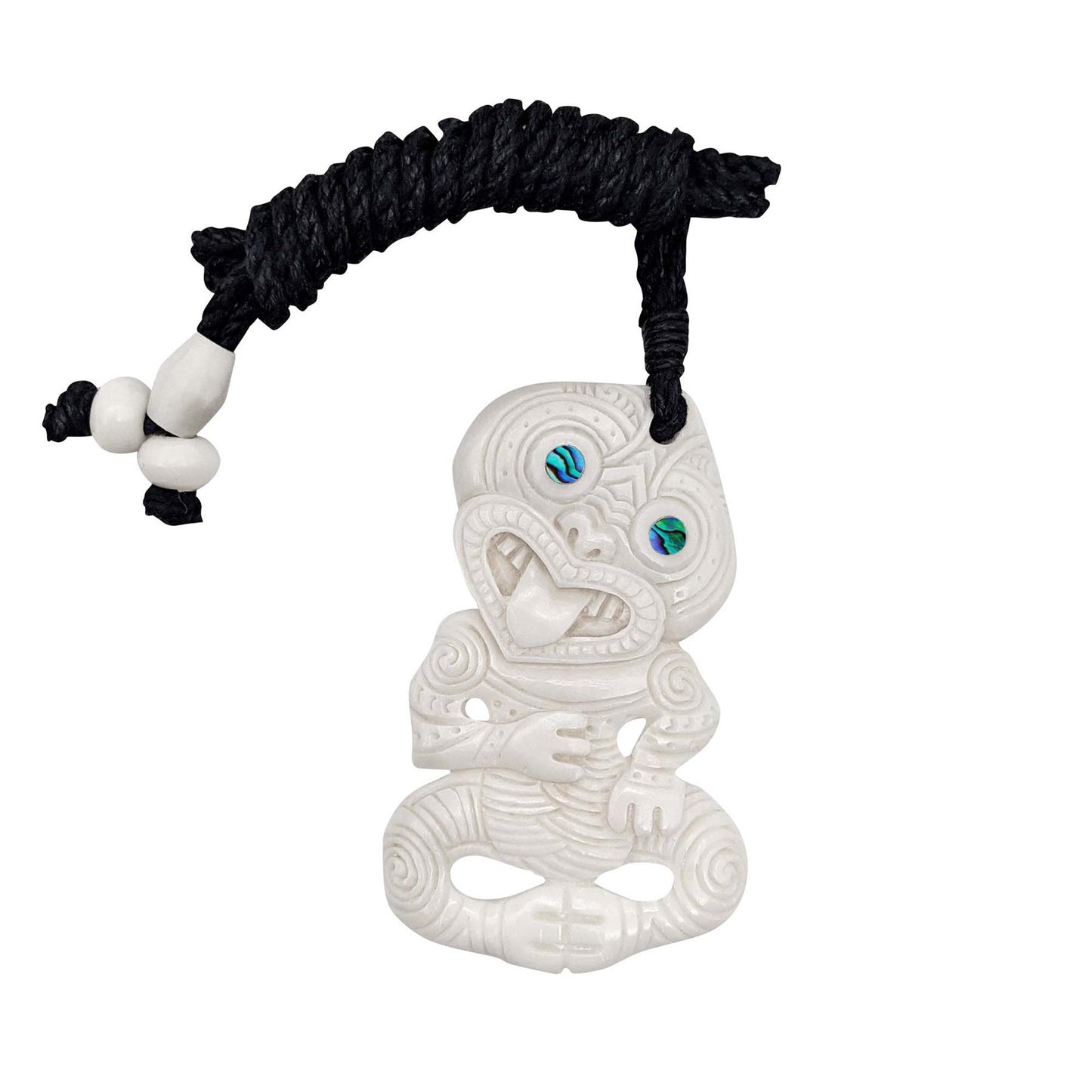 
                  
                    Bone Abalone Engraved Hei Tiki Pendant Moari Style Cord Necklace
                  
                