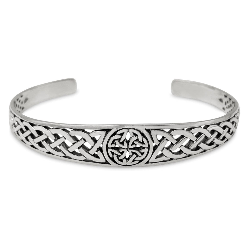 
                  
                    Sterling Silver Cut-Out Open Quaternary Celtic Knot Adjustable Bangle
                  
                