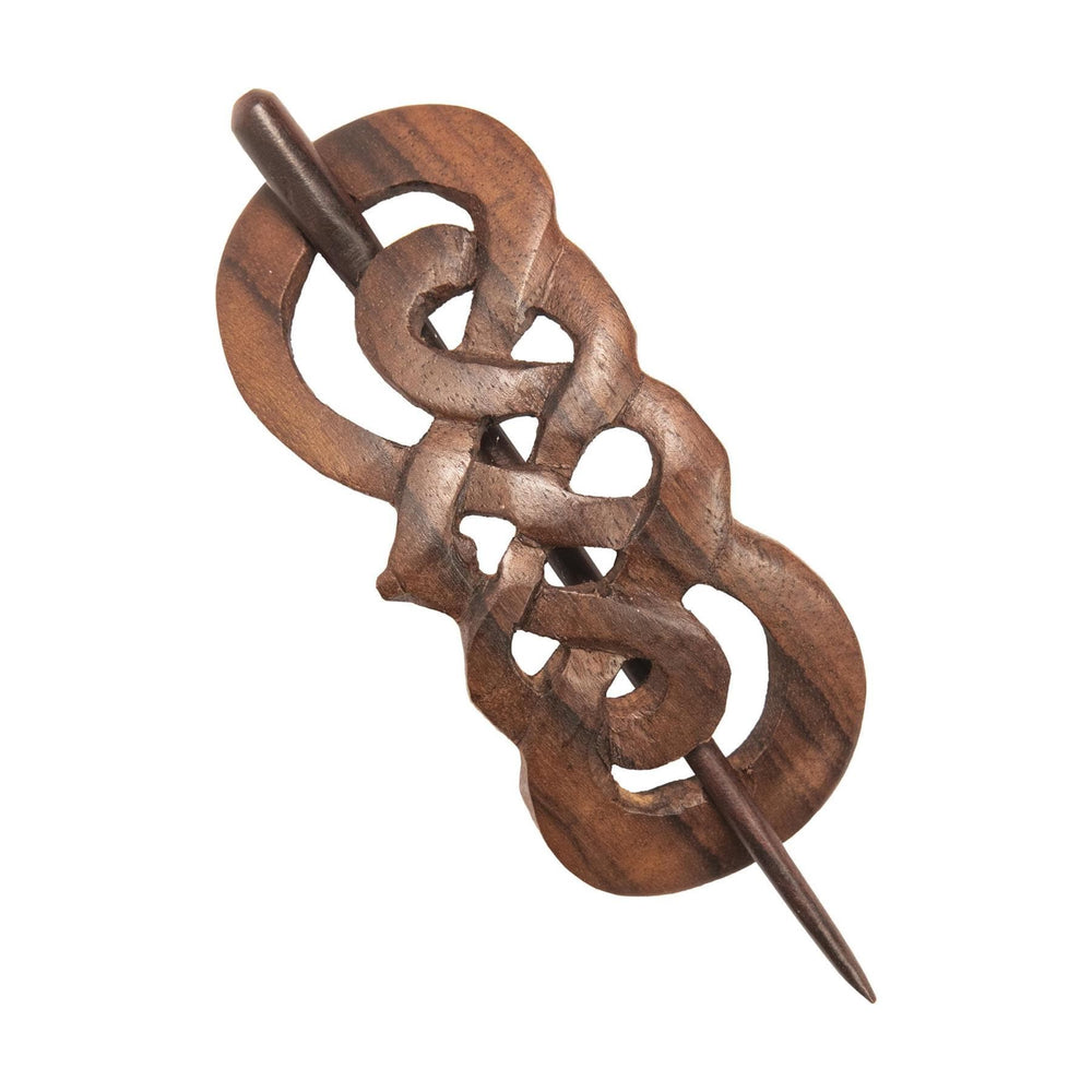Wood Celtic Woven Hair Barette Hand Carved Wooden Hairpin