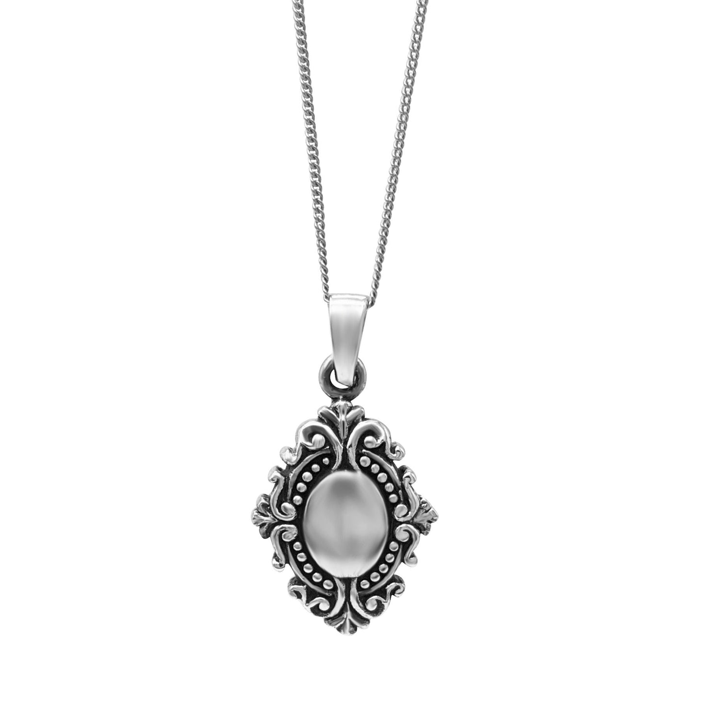 
                  
                    Sterling Silver Victorian Style Oval Pendant Necklace Gothic Jewellery
                  
                