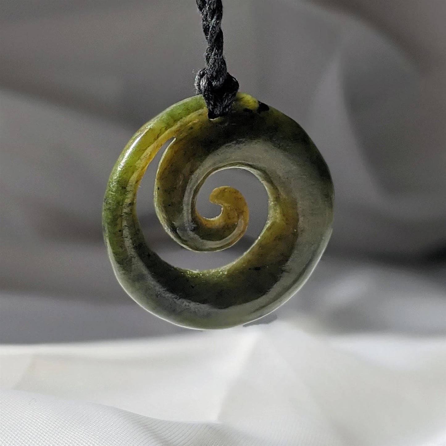 
                  
                    Nephrite Jade Maori Style Spiral Koru Necklace Greenstone Pendant
                  
                