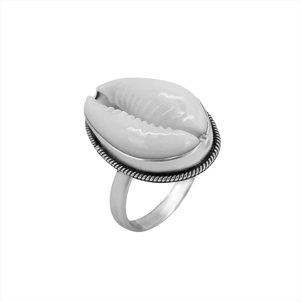 
                  
                    Sterling Silver Natural Cowrie Shell Seashell Rope Boho Bali Ring
                  
                