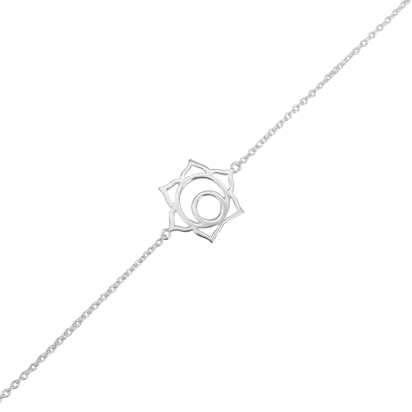 
                  
                    Sterling Silver Cut-Out Sacrum Chakra Thin Cable Chain Bracelet
                  
                