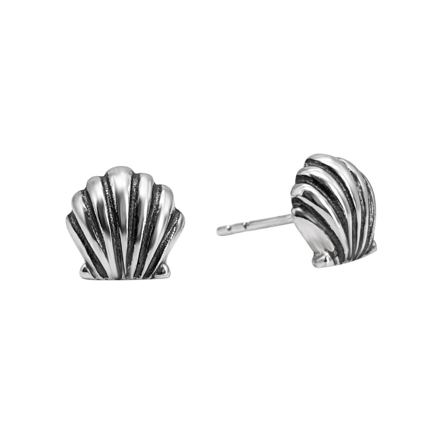 
                  
                    Sterling Silver Sea Scallop Earrings Small Seashell Studs Ocean Jewelry
                  
                