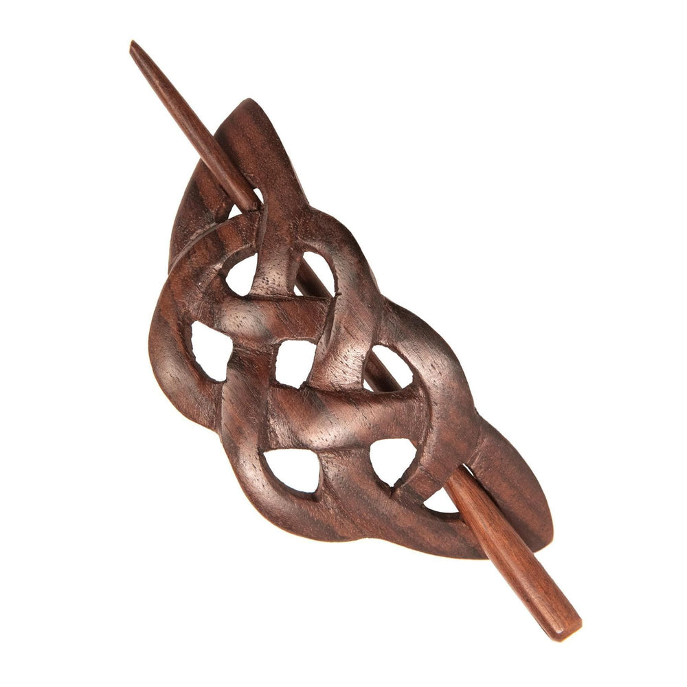 Wood Celtic Knot Hair Barette Hand Carved Boho Wooden Hairpin