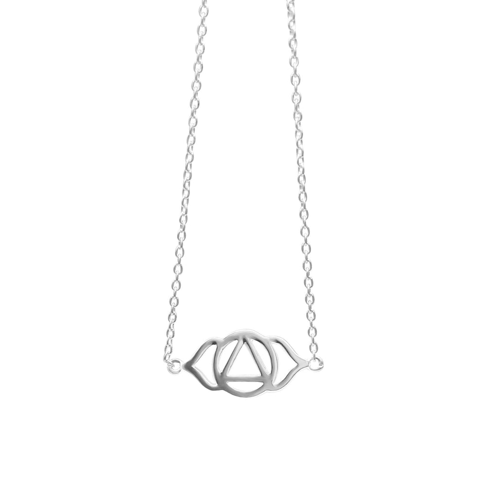 Sterling Silver Cut-Out Third Eye Chakra Pendant Cable Chain Necklace