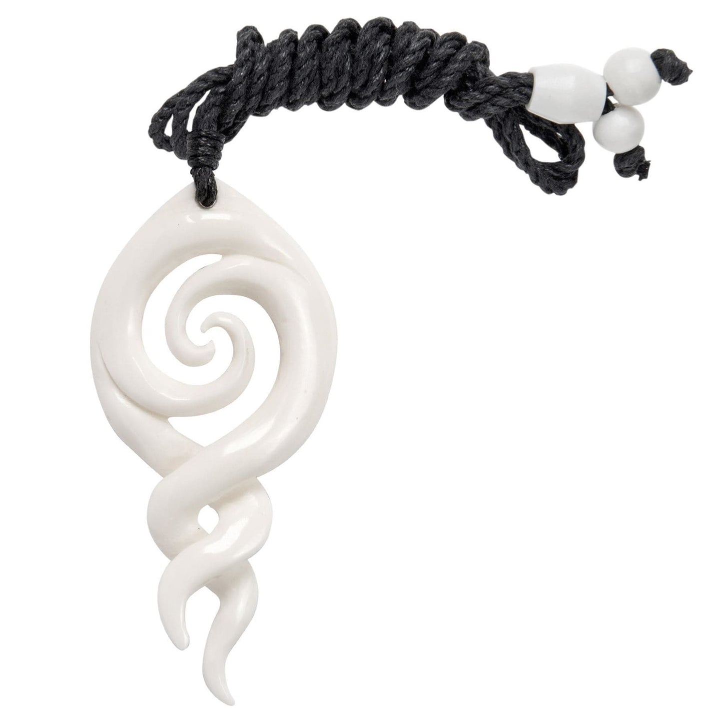Collar Maorí Con Colgante De Hueso Bovino Y Detalle De Abulón - Diseño Pikorua Y Koru - Marca 81stgeneration
